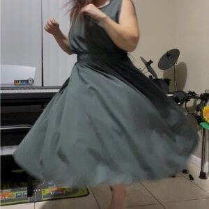 Zella Sage Green Sleeveless Midi Dress Adjustable Drawstring Waist Nordstrom